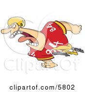 Running Football Player Man In Uniform Clipart Illustration