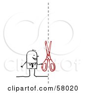 Stick People Character Cutting A Coupon