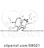Royalty Free RF Clipart Illustration Of A Steamy Stick People Character Couple Tearing Off Each Others Clothes