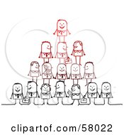 Royalty Free RF Clipart Illustration Of A Pyramid Of Stick People Characters With Briefcases And Cell Phones by NL shop #COLLC58022-0109