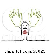 Royalty Free RF Clipart Illustration Of A Target On A Stick People Character Holding Two Hands Up
