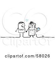 Royalty Free RF Clipart Illustration Of A Stick People Character Couple Bride And Groom Getting Hitched by NL shop #COLLC58026-0109