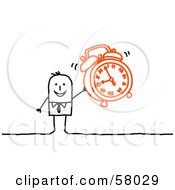 Stick People Character Holding An Alarm Clock