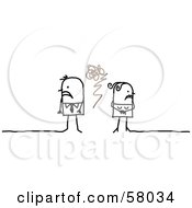 Poster, Art Print Of Angry Stick People Character Couple Looking Away From Each Other