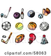 Digital Collage Of Golf Bowling Billiards Baseball Soccer Tennis Basketball Volleyball Hockey Football Boxing And Badminton