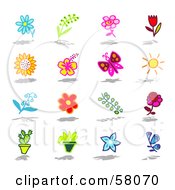 Royalty Free RF Clipart Illustration Of A Digital Collage Of Flowers Butterfly Sun Cactus And Plants by NL shop