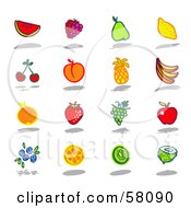 Digital Collage Of Watermelon Raspberry Pear Lemon Cherry Apricot Pineapple Banana Orange Strawberry Grape Apple Blueberry Kiwi And Coconut Fruits