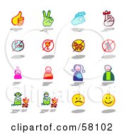 Royalty Free RF Clipart Illustration Of A Digital Collage Of Sign Language Prohibition Symbols People And Emoticons by NL shop