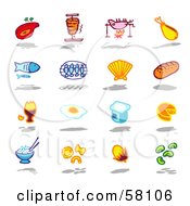 Royalty Free RF Clipart Illustration Of A Digital Collage Of A Steak Ham Pork Chicken Fish Scallop Bread Egg Yogurt Cheese Rice Pasta Beans by NL shop