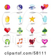Royalty Free RF Clipart Illustration Of A Digital Collage Of Lucky Religion And Peace Symbols by NL shop