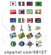 Poster, Art Print Of Digital Collage Of Flags And Tourist Attractions