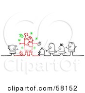 Poster, Art Print Of Stick People Character Family In Line To See Santa Claus