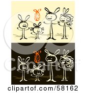 Poster, Art Print Of Stick People Character Family With An Easter Egg