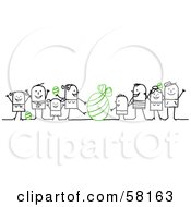 Poster, Art Print Of Stick People Character Families With Green Easter Eggs