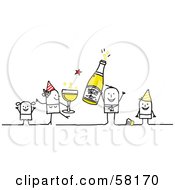 Poster, Art Print Of Stick People Character Family Celebrating The New Year