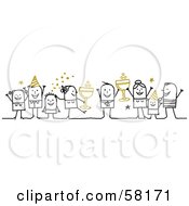 Poster, Art Print Of Stick People Character Party On New Years With Champagne
