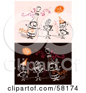 Poster, Art Print Of Stick People Characters Celebrating The New Year