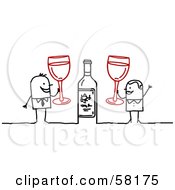 Poster, Art Print Of Stick People Character Couple Celebrating With Champagne