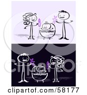 Poster, Art Print Of Stick People Character Mother And Father Standing Over Their Baby