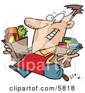 Grocery Store Employee Carrying Groceries Out To A Car For A Customer Clipart Illustration