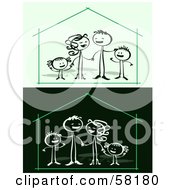 Poster, Art Print Of Stick People Character Family In A House