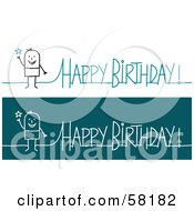 Poster, Art Print Of Stick People Character Happy Birthday Greeting