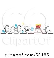 Poster, Art Print Of Stick People Character Kids With Presents Singing To A Birthday Boy