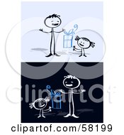 Poster, Art Print Of Stick People Character Dad Receiving A Fathers Day Present From His Daughter