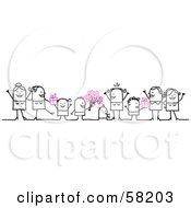 Royalty Free RF Clipart Illustration Of Stick People Character Moms Receiving Mothers Day Gifts From Their Children