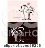 Poster, Art Print Of Stick People Character Couple In Love On Valentines Day