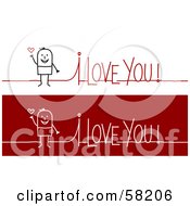 Poster, Art Print Of Stick People Character Man On An I Love You Greeting