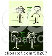 Poster, Art Print Of Stick People Character Couple Being Divided By Lightning