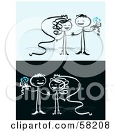 Poster, Art Print Of Stick People Character Couple Getting Married And Having Fun