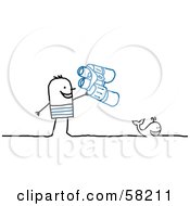 Royalty Free RF Clipart Illustration Of A Stick People Character Man Whale Watching by NL shop