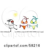 Poster, Art Print Of Stick People Character Woman With Two Bikinis