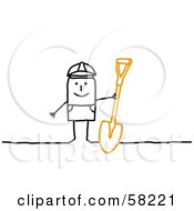 Poster, Art Print Of Stick People Character Construction Worker With A Shovel