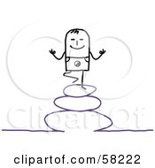 Royalty Free RF Clipart Illustration Of A Stick People Character Meditating On Stones by NL shop