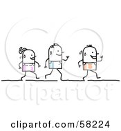 Stick People Characters Running