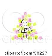 Poster, Art Print Of Stick People Character Businessman Overwhelmed With Sticky Notes