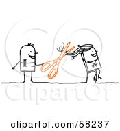 Stick People Character Hairdresser Cutting A Womans Hair