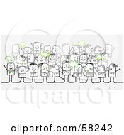 Stick People Character Crowd With Green Text Bubbles