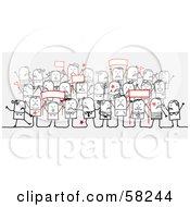 Poster, Art Print Of Stick People Character Crowd Holding Up Protesting Signs