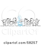 Poster, Art Print Of Stick People Character Family Celebrating The Birth Of A Boy