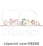 Royalty Free RF Clipart Illustration Of Stick People Character Children Holding Hands by NL shop #COLLC58266-0109