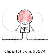 Stick People Character Genius Man With A Big Brain