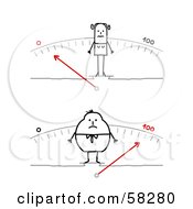 Poster, Art Print Of Stick People Character Man And Woman Standing On Scales