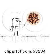 Stick People Character Microbiologist Looking At Bacteria