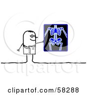 Royalty Free RF Clipart Illustration Of A Stick People Character Doctor Viewing A Full Body X Ray by NL shop