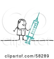 Royalty Free RF Clipart Illustration Of A Stick People Character Nurse Holding A Syringe by NL shop