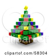 Poster, Art Print Of Colorful 3d Christmas Tree Made Of Colorful Cubes